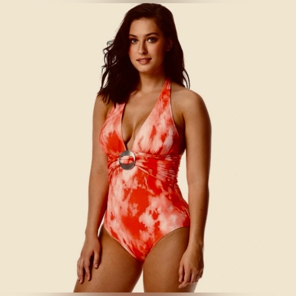 Contours by Coco Reef Dark Coral Tie-Dye One Piece Bathing Suit - Picture 2 of 7